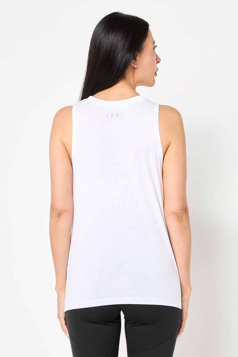 UNDER ARMOUR Women Sportswear Fit Sleeveless Training Tank Top, White - Image 4
