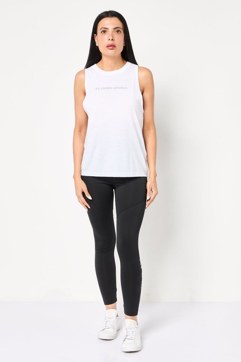 UNDER ARMOUR Women Sportswear Fit Sleeveless Training Tank Top, White - Image 2