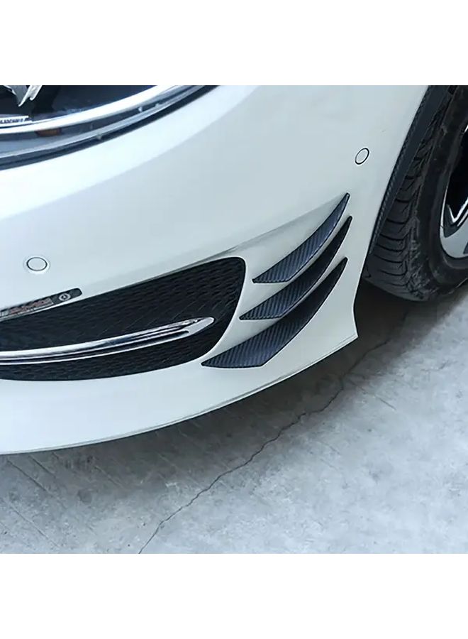 Carbon Fiber Front Bumper Lip Diffuser Spoiler Fins Body Kit Universal 6pcs - Image 3
