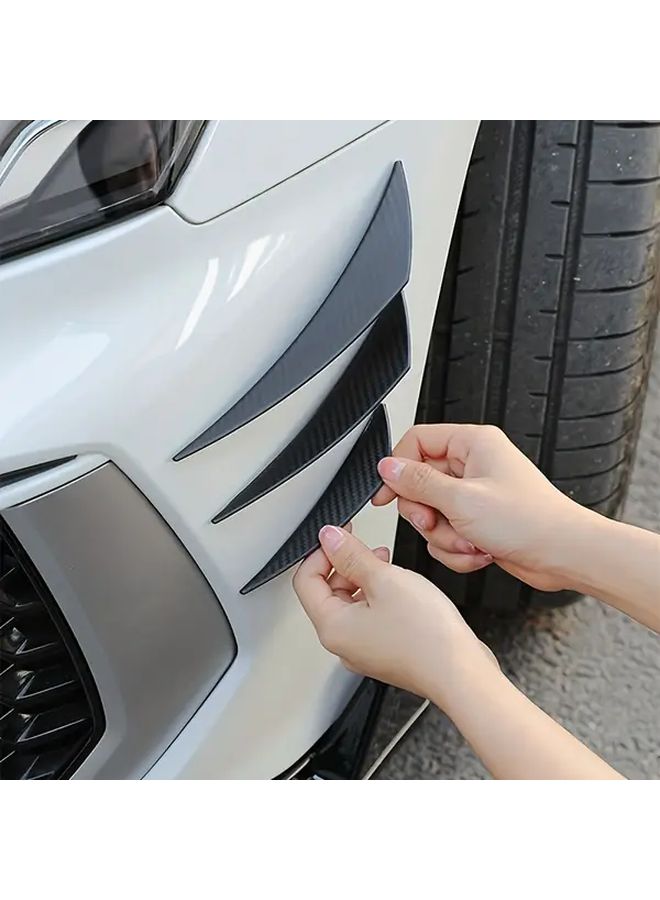 Carbon Fiber Front Bumper Lip Diffuser Spoiler Fins Body Kit Universal 6pcs - Image 1