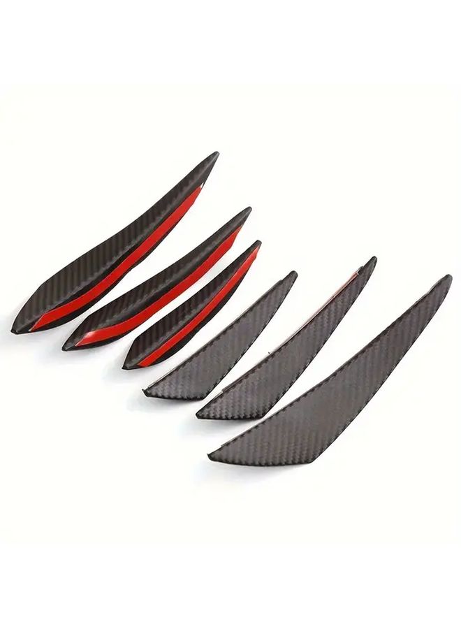 Carbon Fiber Front Bumper Lip Diffuser Spoiler Fins Body Kit Universal 6pcs - Image 2