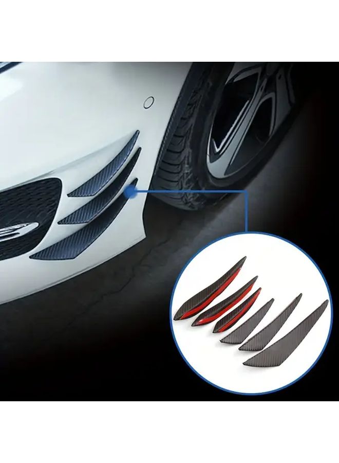 Carbon Fiber Front Bumper Lip Diffuser Spoiler Fins Body Kit Universal 6pcs - Image 4