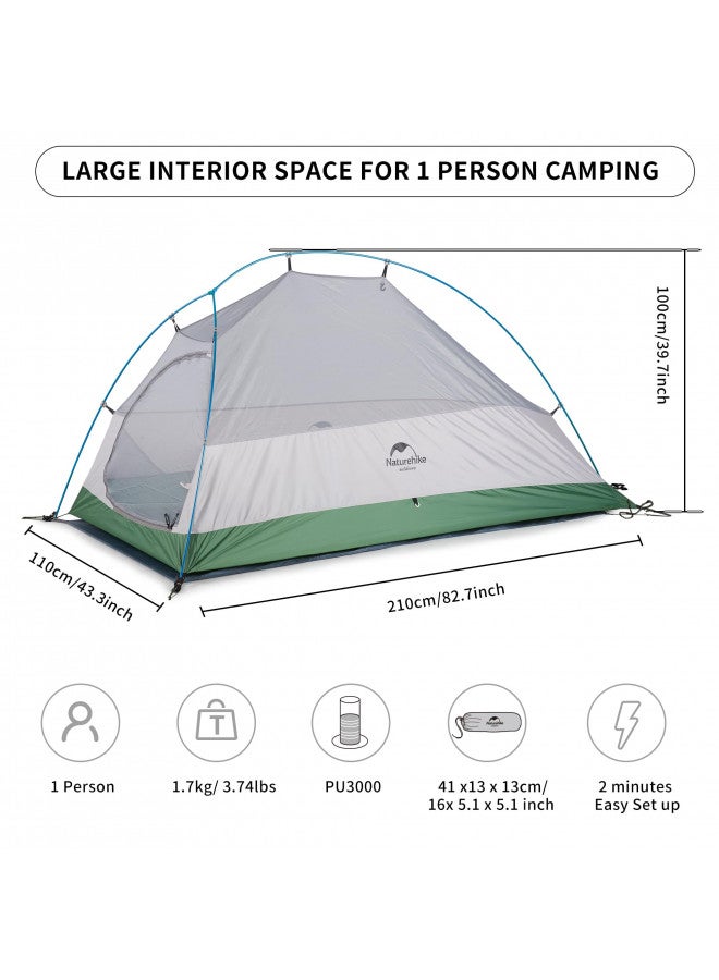 Naturehike Cloud-Up 1 Person Tent Lightweight Backpacking Tent for One Man, Waterproof Ultralight Single Person Tent, Double Layer One Person Tent for Camping Hiking Backpacking - Image 2