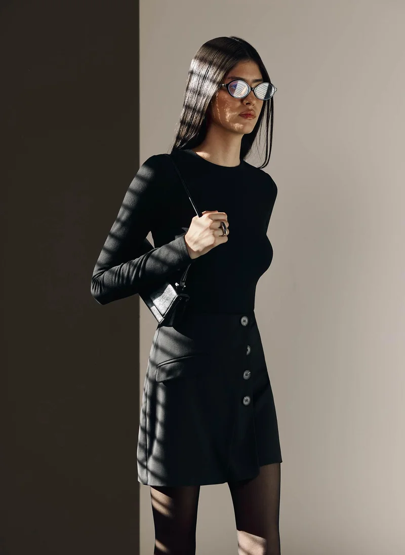 Lichi  Complex cut straight mini skirt for Women | Best Price UAE