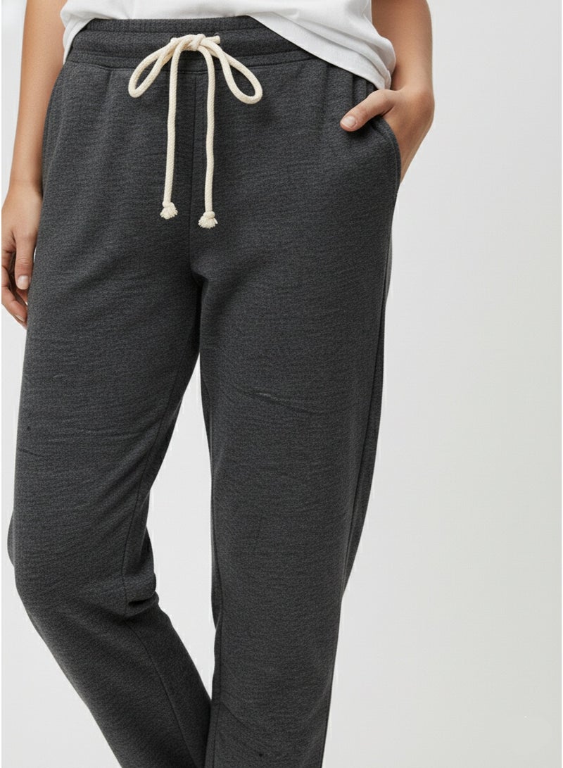 Daisy Fuentes Women Dark Grey Drawstring Jogger Pants | Elastic Waist Casual Lounge Trousers for Women - Image 4