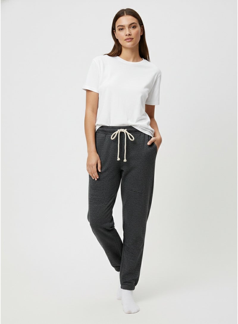 Daisy Fuentes Women Dark Grey Drawstring Jogger Pants | Elastic Waist Casual Lounge Trousers for Women - Image 2