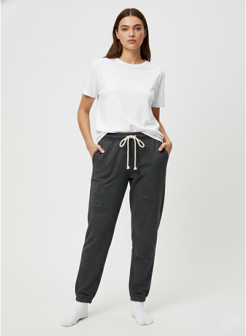 Daisy Fuentes Women Dark Grey Drawstring Jogger Pants | Elastic Waist Casual Lounge Trousers for Women - Image 3