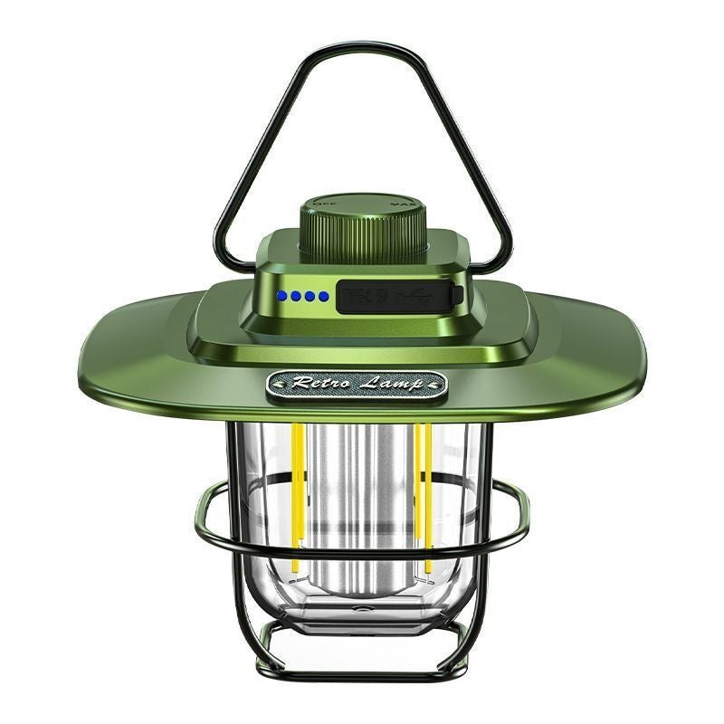 Retro LED Camping Lantern Portable Rechargeable Tent Light Carbon Black  - Image 2
