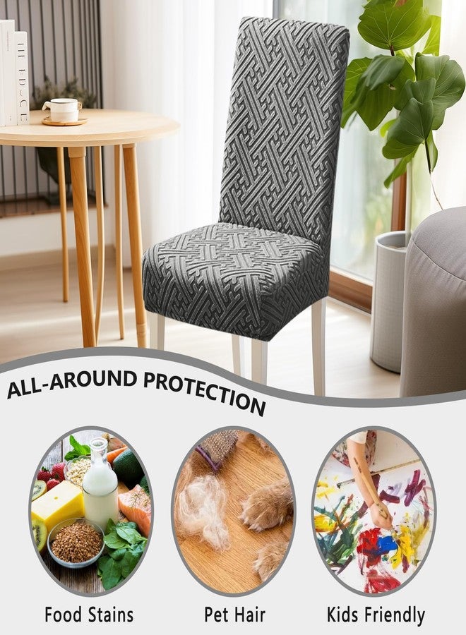 Promindflyplka Chair Covers, Stretch Jacquard Dining Room Chair Covers Set of 6, Cat Scratch Resistant Washable Chair Covers for Dining Chairs, Removable Chair Protectors for Dining Room, Kitchen, Hotel, Ceremony - Image 4