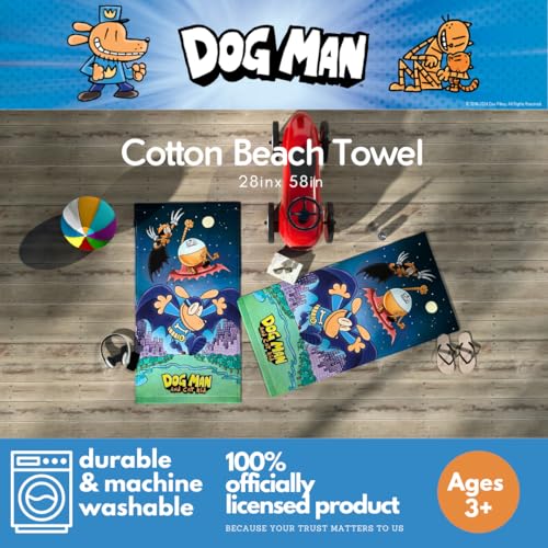 Franco Dog Man Supa Cop Petey Book Kids Super Soft Cotton BathPoolBeach Towel 58 in x 28 in Offically Licensed Product By Franco - Image 3