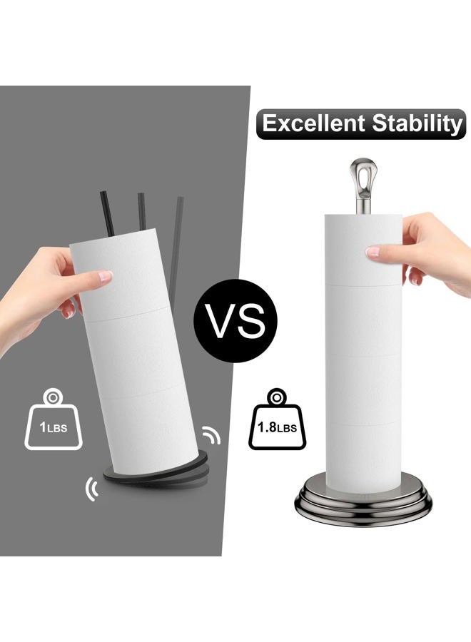 KASUNTO Toilet Paper Holder with Rustproof, Metal Free Standing Toilet Paper Stand Storage for Bathroom, Tissue Paper Roll Holder for Bathroom Accessories (Brushed Nickel) - Image 3