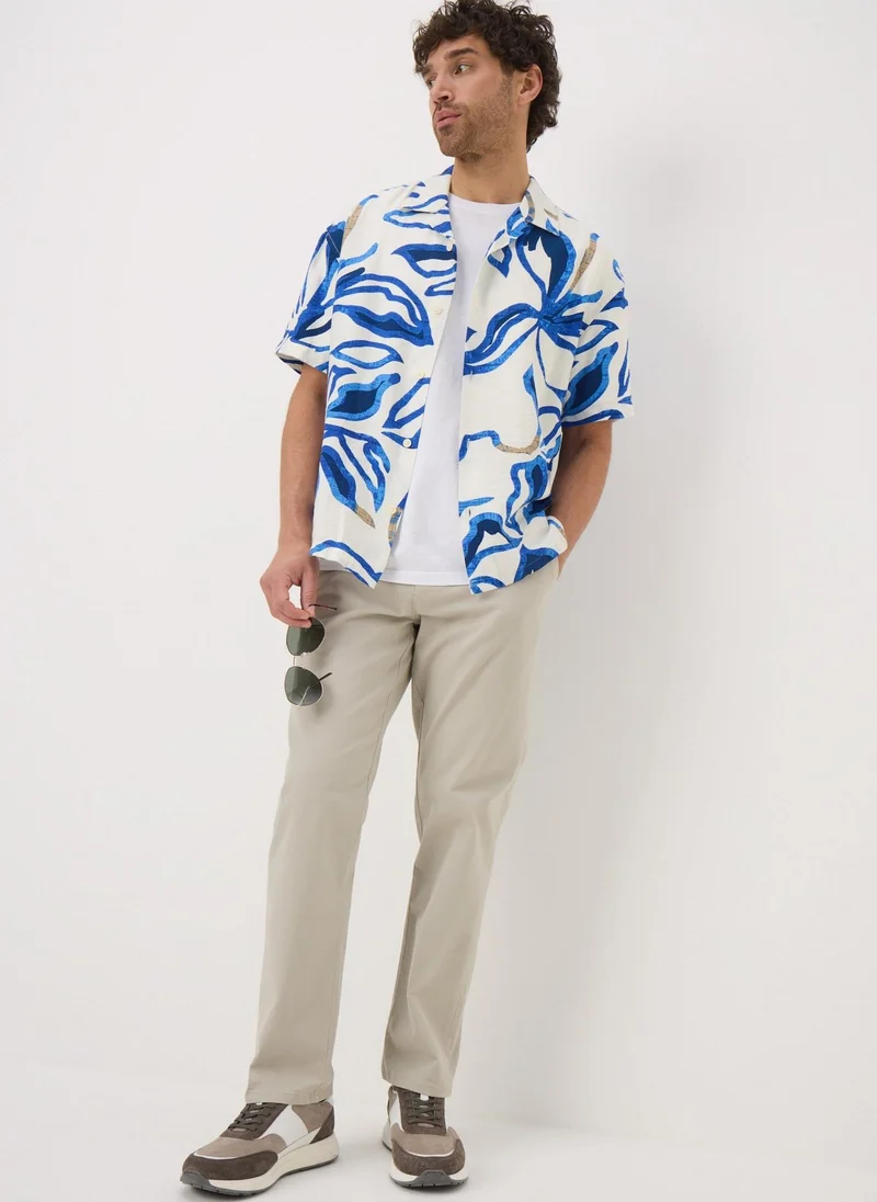 Matalan Blue Floral Short Sleeve Shirt