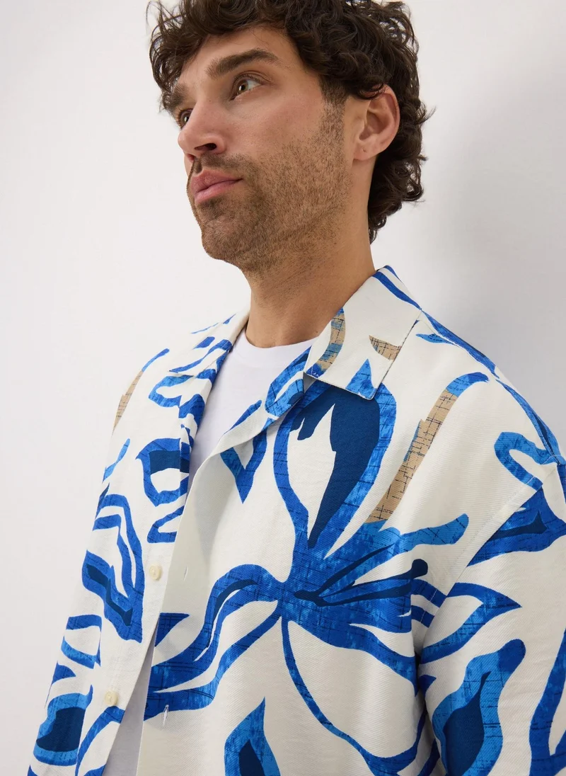 Matalan Blue Floral Short Sleeve Shirt