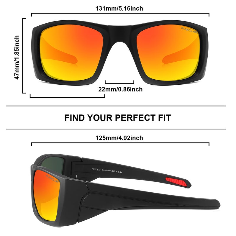 بوكيلار PUKCLAR Professional Men's Fishing Sunglasses - TR90 Ultra-Light Polarized العدسة، حماية UV400، معابد مطاطية مضادة للانزلاق، وضوح HD للصيادين والرياضات في الهواء الطلق - Image 2