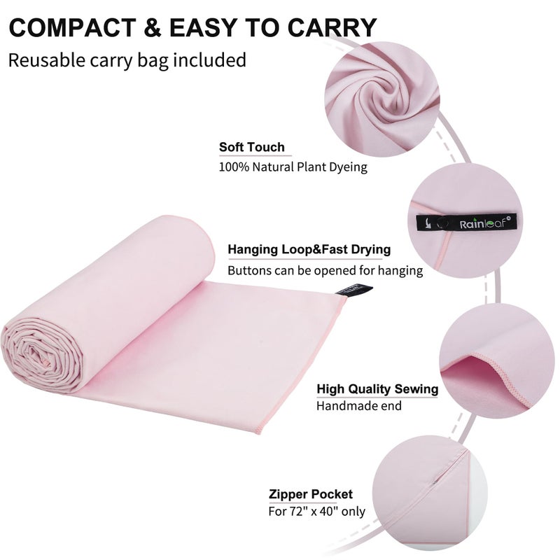 Rainleaf Microfiber Towel Perfect Travel & Gym & Camping Towel. Quick Dry - Super Absorbent - Ultra Compact - Lightweight. Suitable for Trip, Beach, Shower, Backpacking, Pool - Image 3