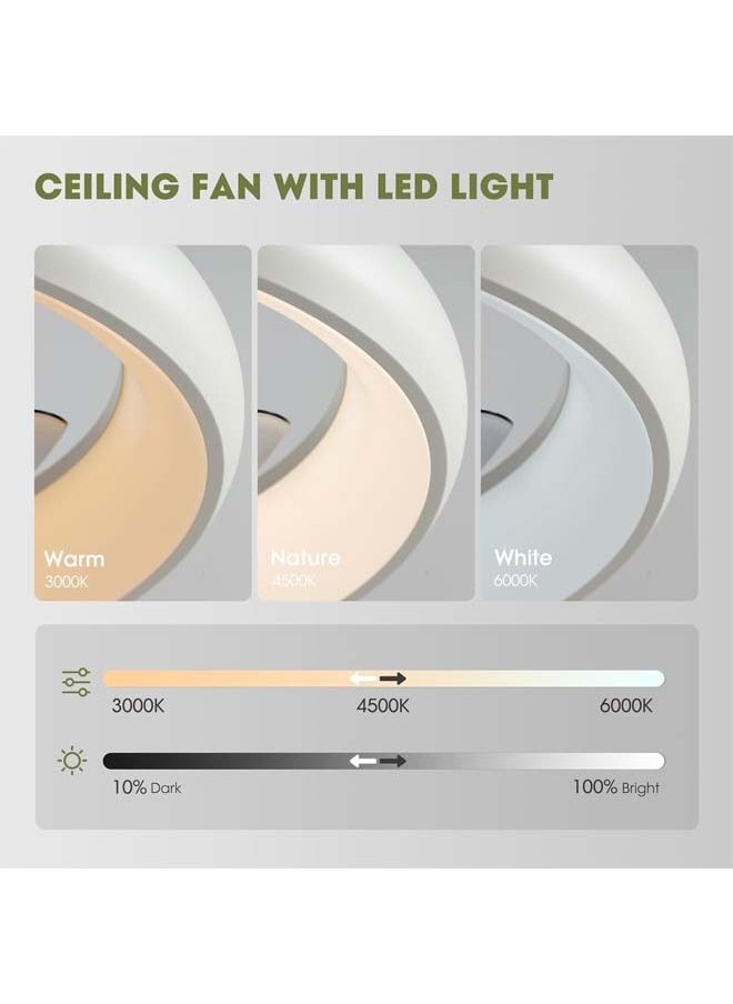 L&E Ceiling Fans with Lights and Remote, 20'' Low Profile Flush Mount Ceiling Fan with Lights, 6 Wind Speeds, Modern Dimmable LED Ceiling Fan, Smart Ceiling Fan for Bedroom, Kids Room  - Image 3
