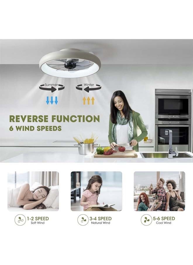 L&E Ceiling Fans with Lights and Remote, 20'' Low Profile Flush Mount Ceiling Fan with Lights, 6 Wind Speeds, Modern Dimmable LED Ceiling Fan, Smart Ceiling Fan for Bedroom, Kids Room  - Image 4