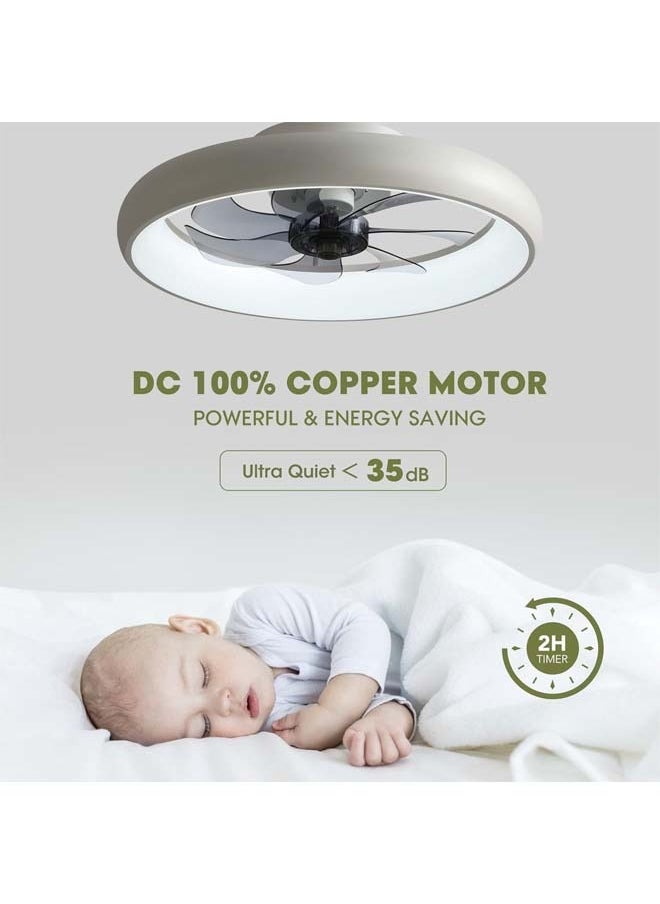 L&E Ceiling Fans with Lights and Remote, 20'' Low Profile Flush Mount Ceiling Fan with Lights, 6 Wind Speeds, Modern Dimmable LED Ceiling Fan, Smart Ceiling Fan for Bedroom, Kids Room  - Image 5