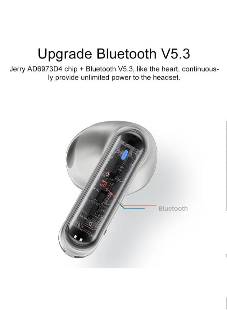 Yesido - Yesido TWS19 EARBUDS Bluetooth 5.3 LED Digital Display ENC Noise Reduction Bluetooth Earphone - White - Image 1