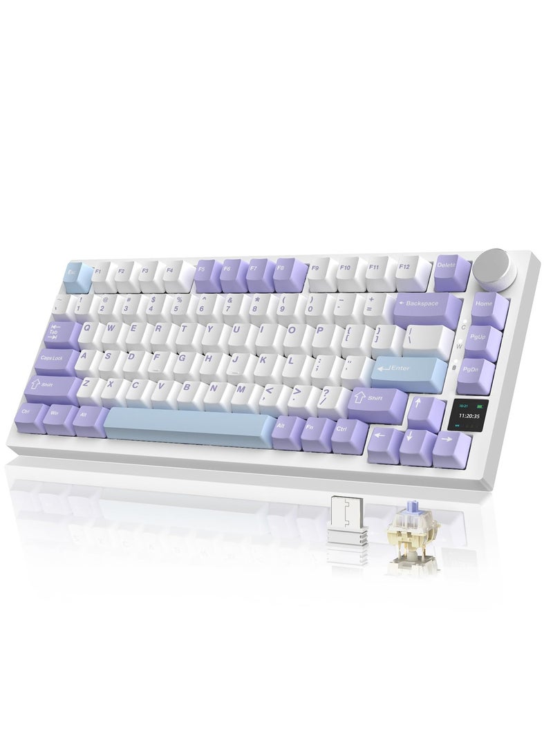 A-jazz AK820 Pro Mechanical Keyboard, Bluetooth/2.4G Wireless/Wired Tri Modes keyboard, Gasket-Mounted Keyboard with TFT Smart Display&Knob, 4000mAh - Image 1