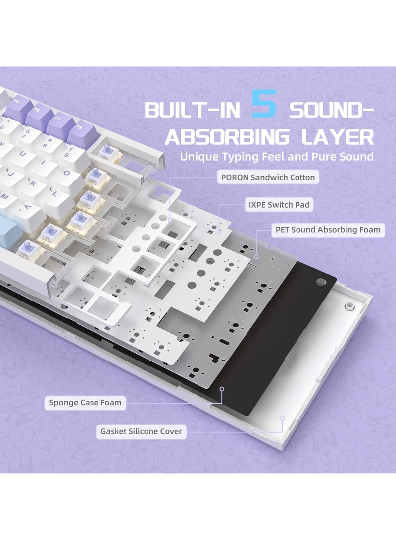 A-jazz AK820 Pro Mechanical Keyboard, Bluetooth/2.4G Wireless/Wired Tri Modes keyboard, Gasket-Mounted Keyboard with TFT Smart Display&Knob, 4000mAh - Image 4