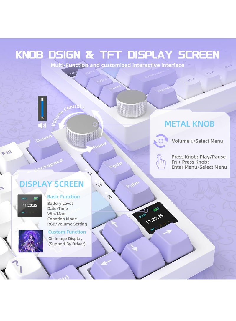 A-jazz AK820 Pro Mechanical Keyboard, Bluetooth/2.4G Wireless/Wired Tri Modes keyboard, Gasket-Mounted Keyboard with TFT Smart Display&Knob, 4000mAh - Image 3