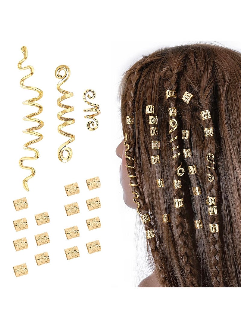 Goolsky 18 قطعة من إكسسوارات الشعر مجوهرات الشعر للنساء ضفائر، خرز دريدلوك مشابك شعر معدنية زينة ذهبية (أنماط متعددة) - النمط 4 - Image 1