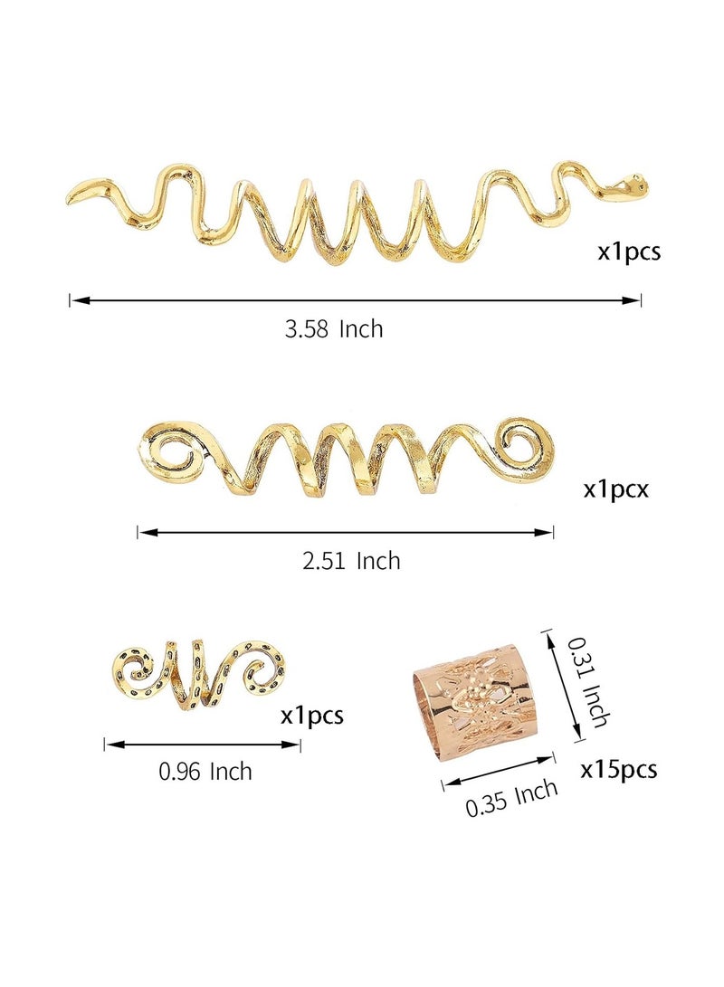 Goolsky 18 قطعة من إكسسوارات الشعر مجوهرات الشعر للنساء ضفائر، خرز دريدلوك مشابك شعر معدنية زينة ذهبية (أنماط متعددة) - النمط 4 - Image 2