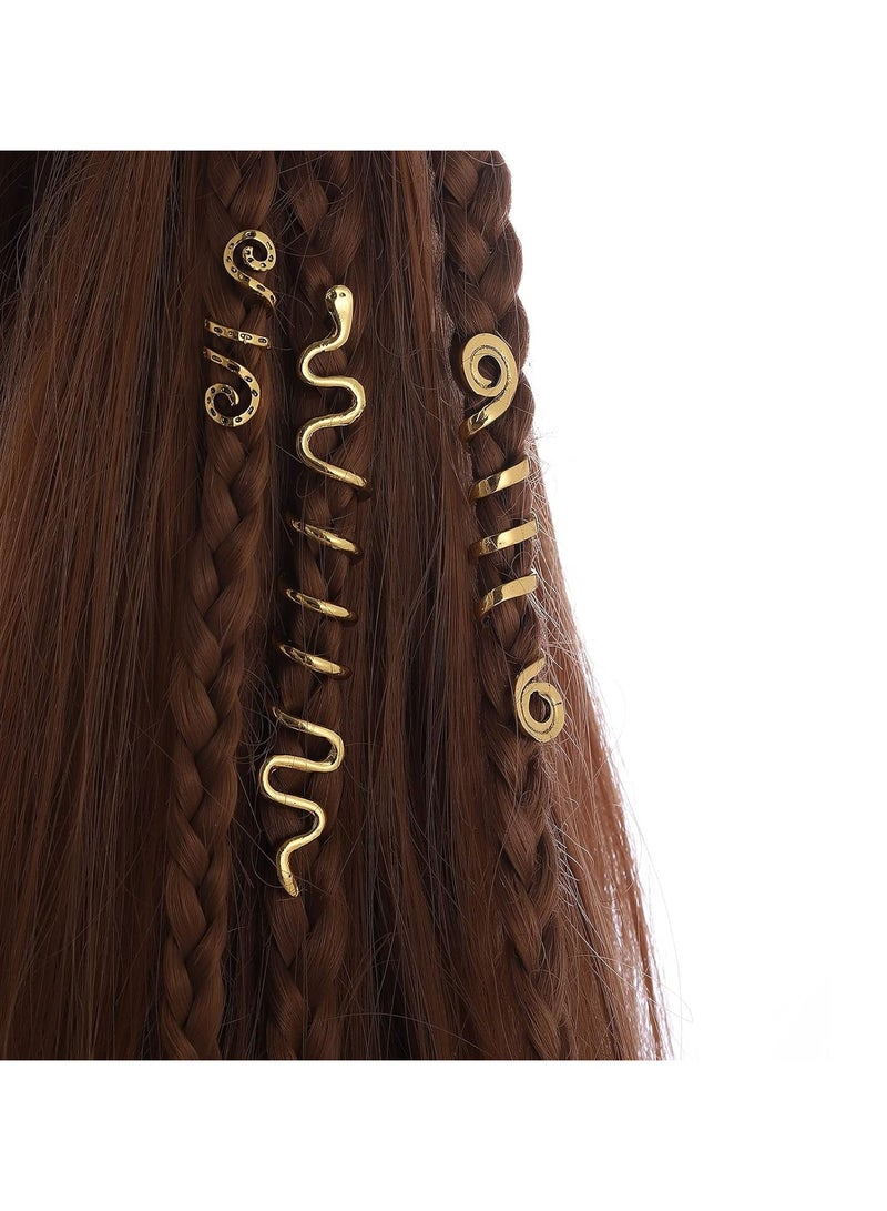 Goolsky 18 قطعة من إكسسوارات الشعر مجوهرات الشعر للنساء ضفائر، خرز دريدلوك مشابك شعر معدنية زينة ذهبية (أنماط متعددة) - النمط 4 - Image 4