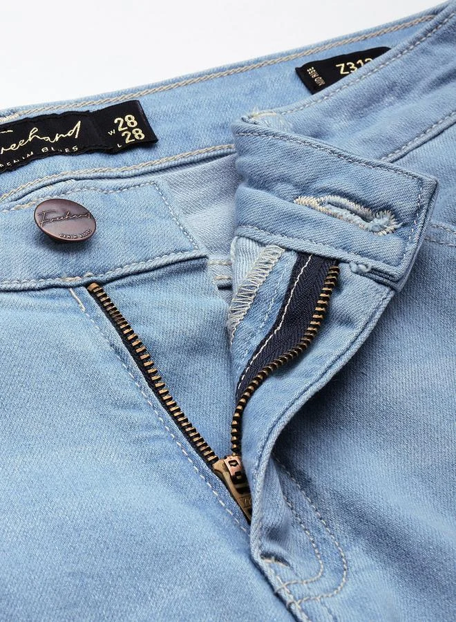 Freehand Blue Freehand Women Mid Rise Slim Fit Low Fade Jeans for Women | Best Price UAE