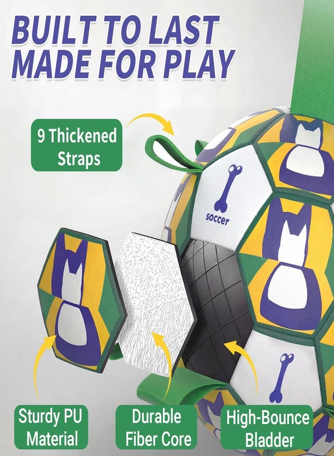 VOXGET Interactive Dog Ball Toys, 2026 Dog Soccer Ball with Thicken Straps for Small Medium Breeds Tug of War, Small Herding Balls with Pump for Puppy Dogs Outdoor Play Training (Green, 6 Inch) - Image 4