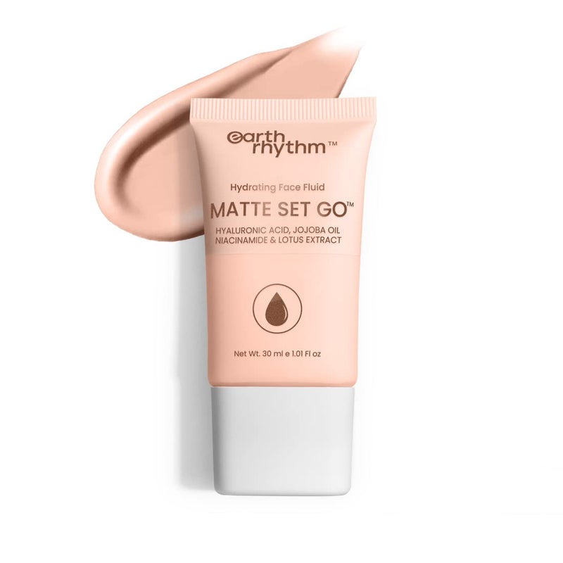 Earth Rhythm Earth Rhythm Matte Set Go Foundation With Spf 30 PaHyaluronic Acid Niacinamide Acid Jojoba Oil  Lotus ExtractSmooth FinishSun ProtectFull CoverageFor All Skin TypesDoughy Drawn 30Ml - Image 1