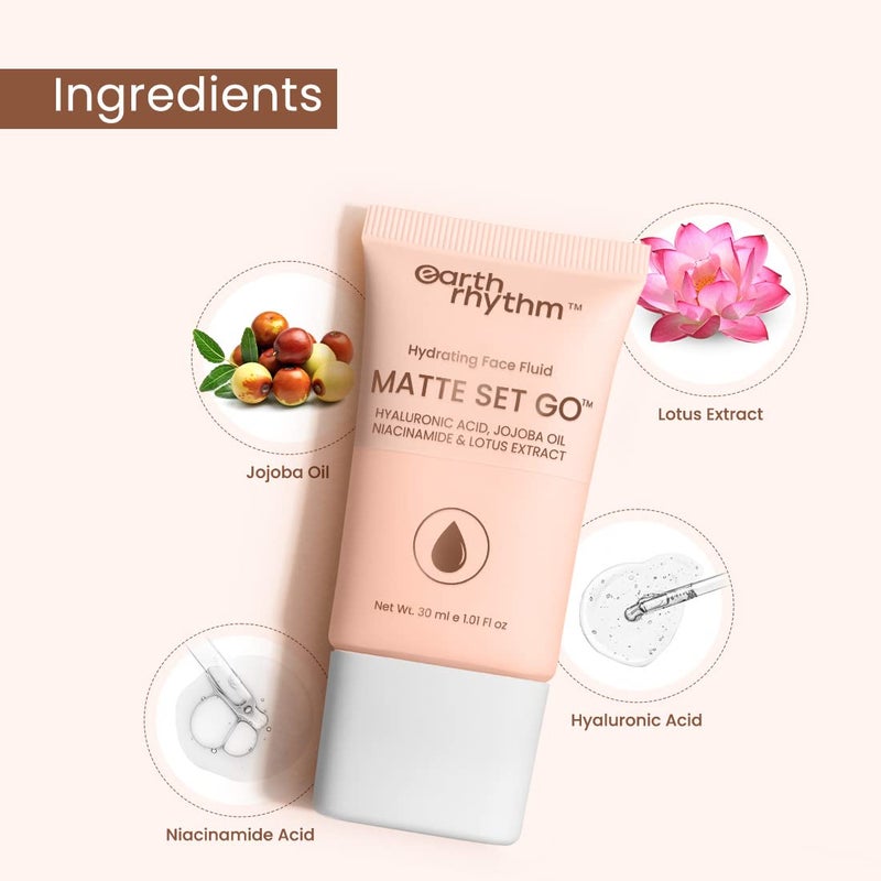 Earth Rhythm Earth Rhythm Matte Set Go Foundation With Spf 30 PaHyaluronic Acid Niacinamide Acid Jojoba Oil  Lotus ExtractSmooth FinishSun ProtectFull CoverageFor All Skin TypesDoughy Drawn 30Ml - Image 2
