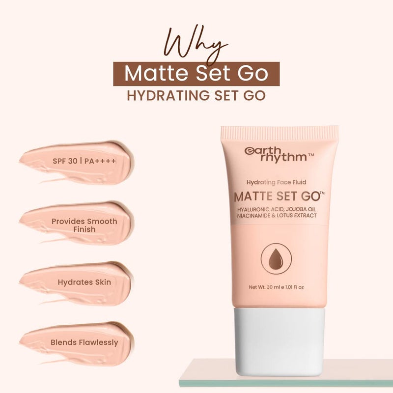 Earth Rhythm Earth Rhythm Matte Set Go Foundation With Spf 30 PaHyaluronic Acid Niacinamide Acid Jojoba Oil  Lotus ExtractSmooth FinishSun ProtectFull CoverageFor All Skin TypesDoughy Drawn 30Ml - Image 3