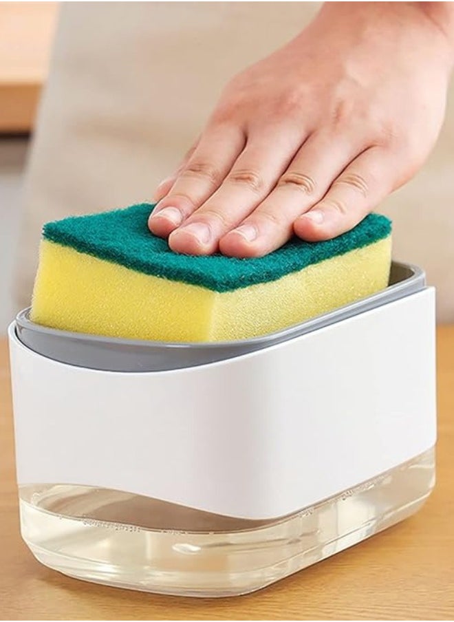 Executive LLC Kitchen Dish Soap Dispenser with Sponge Holder Latest 2-in-1 Countertop Soap Pump Dispenser for Kitchen Sink Dishwashing Soap Dispenser  - Image 1
