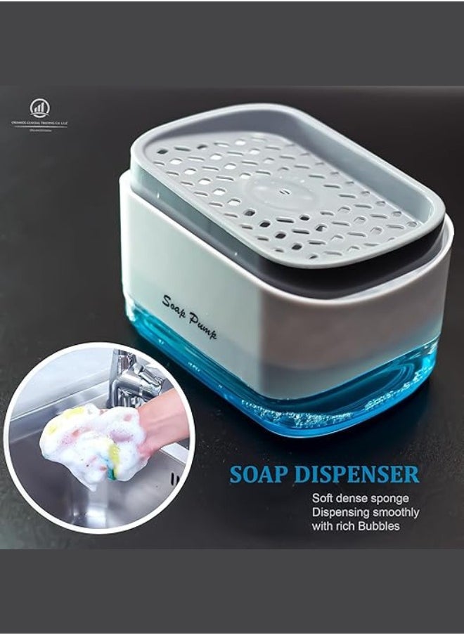 Executive LLC Kitchen Dish Soap Dispenser with Sponge Holder Latest 2-in-1 Countertop Soap Pump Dispenser for Kitchen Sink Dishwashing Soap Dispenser  - Image 4