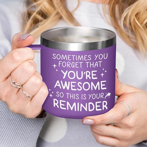 Gossby Thank You Gift for Women - 14oz Insulated Tumbler Mug with Lid, Straw - Sometimes You Forget You're Awesome - Appreciation, Inspirational Cheer Up Gift for Teacher, Boss, Coworker, Friend - Image 5