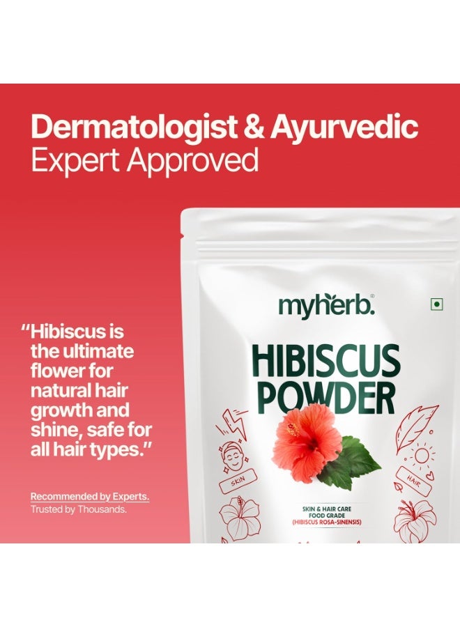MYHERB 100% Natural Organic Hibiscus Powder (Hibiscus rosa-sinensis) || 227 Gm/0.5 Lbs || For Hair Improvement & Hair Growth || Skin Mask || For Men & Women - Image 4