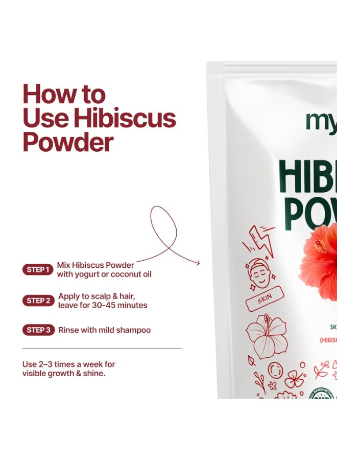 MYHERB 100% Natural Organic Hibiscus Powder (Hibiscus rosa-sinensis) || 227 Gm/0.5 Lbs || For Hair Improvement & Hair Growth || Skin Mask || For Men & Women - Image 2