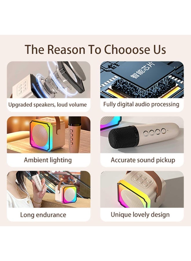 ROCK LIGHT S116 Wireless Karaoke Speaker Set, RGB Ambient Light, DSP Chip, HIFI Sound Quality, 3D Surround (Beige) - Image 4