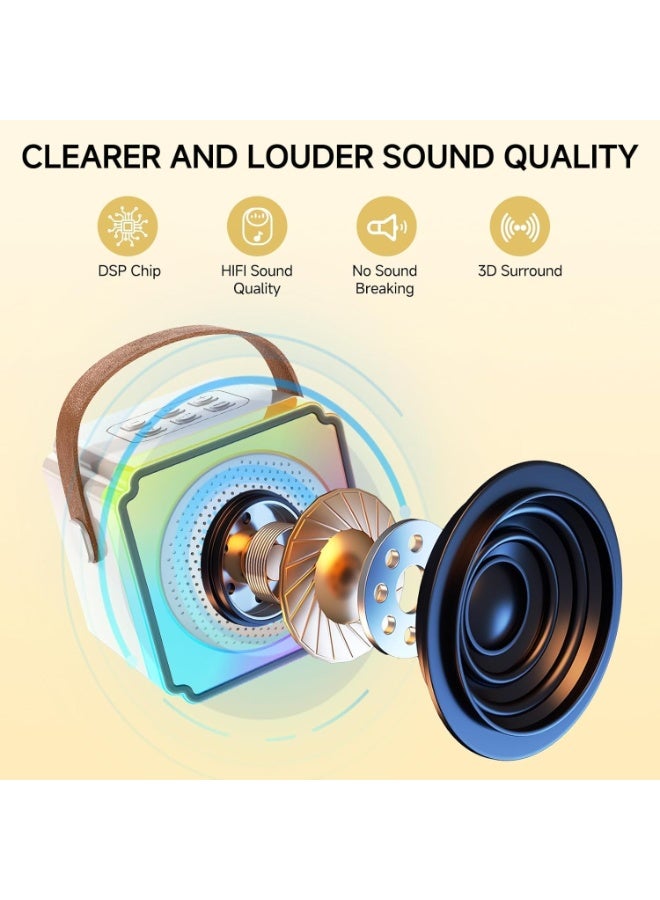ROCK LIGHT S116 Wireless Karaoke Speaker Set, RGB Ambient Light, DSP Chip, HIFI Sound Quality, 3D Surround (Beige) - Image 5