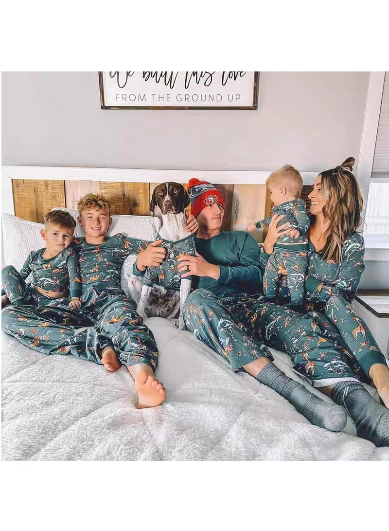 Animal Print Family Pajamas Matching Holiday Pajamas Set Long Sleeve Parent-Child Pajamas Home Wear Casual Wear Suitable for Men Women Kids and Babies New Year Pajama Party  (Men) - Image 2