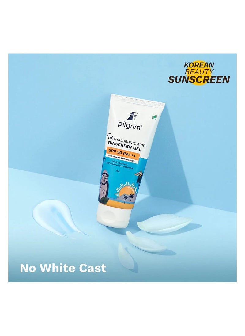 PILGRIM Pilgrim 1% Hyaluronic Acid Sunscreen Gel SPF50 with Korean White Lotus 50g  - Image 4