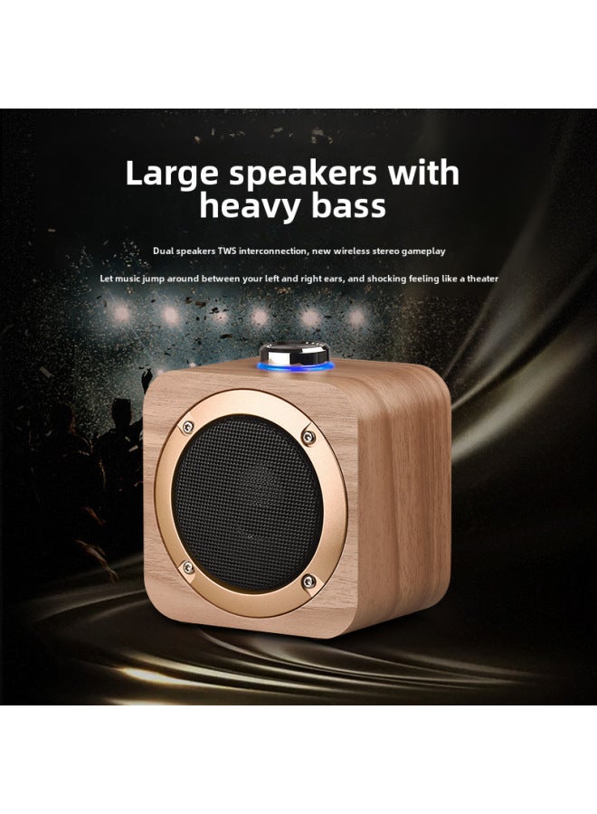 Neutral Wooden Wireless Stereo Tws Interconnected Bluetooth Speaker Mini High Quality Portable Desktop Subwoofer Small Sound - Image 3