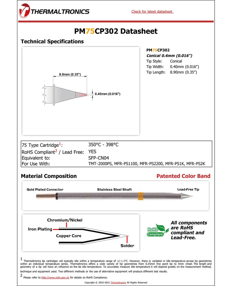Thermaltronics PM75CP302 Conical 0.4mm (0.016in) interchangeable for Metcal SFP-CN04 - Image 3