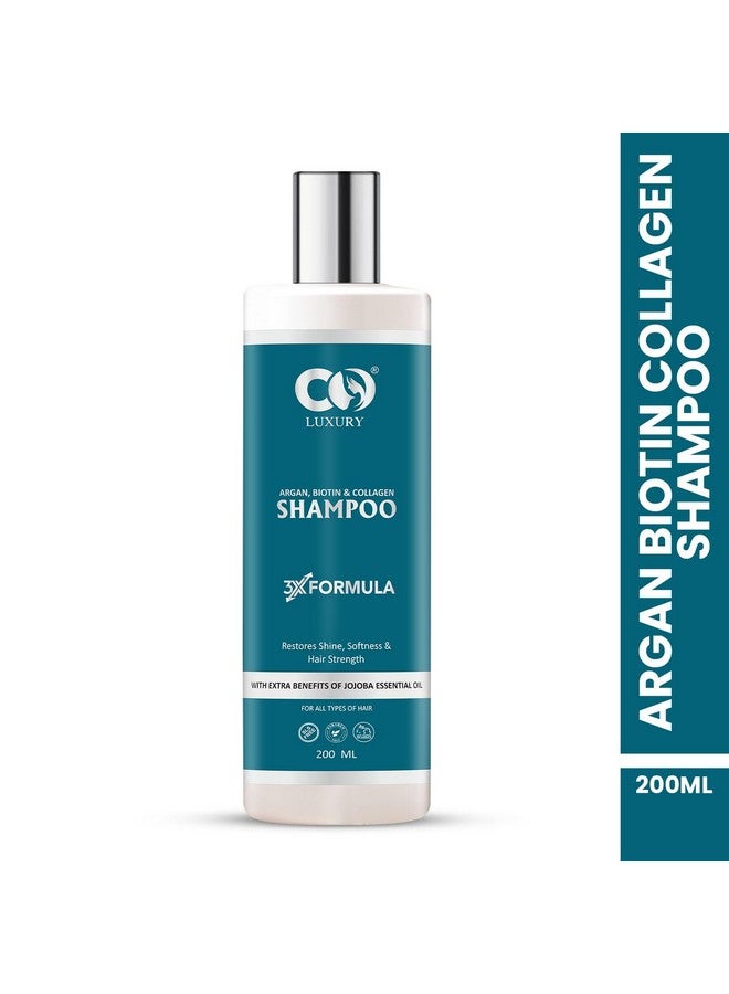 CO LUXURY Argan, Biotin & Collagen Shampoo With Jojoba Oil | 3x Restorative Formula Reduce Frizz, Protect Hair Damage and Nourishes Dry Hair (200ml) - Image 2