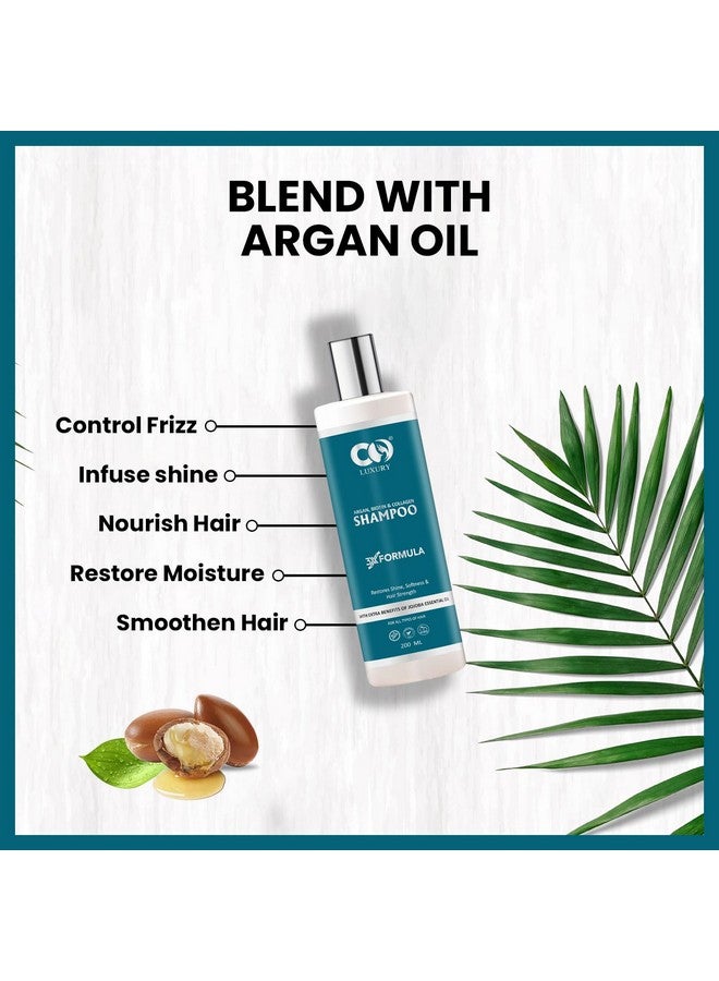 CO LUXURY Argan, Biotin & Collagen Shampoo With Jojoba Oil | 3x Restorative Formula Reduce Frizz, Protect Hair Damage and Nourishes Dry Hair (200ml) - Image 4