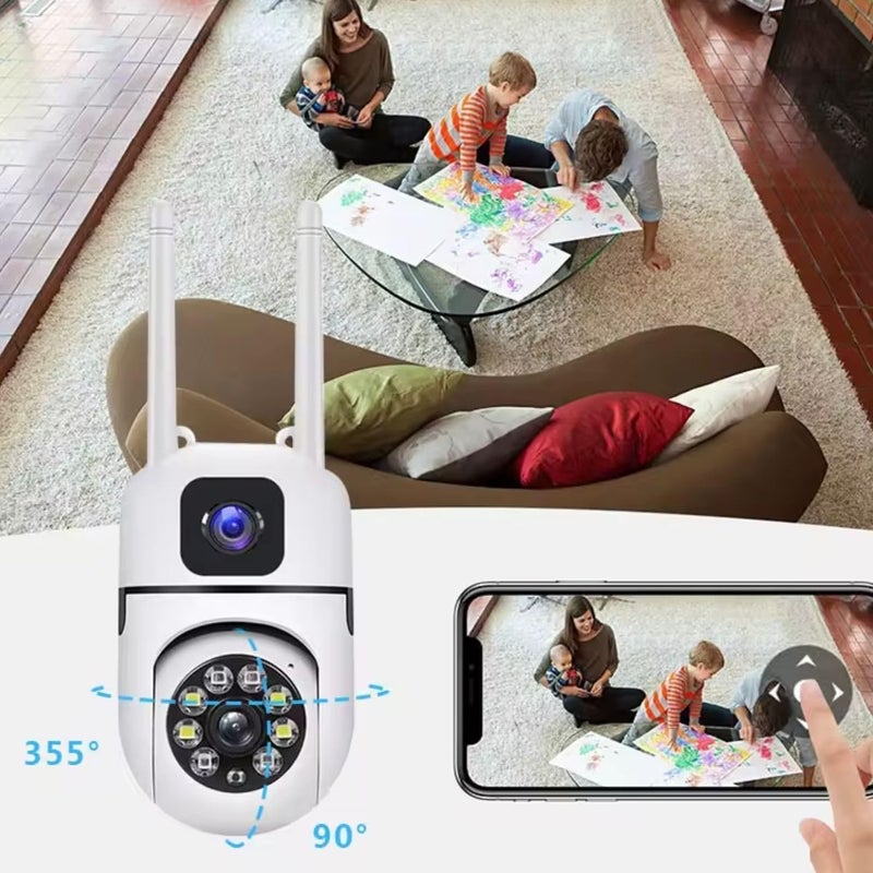 TP PLUS كاميرا أمان منزلية ذكية بدقة 3MP Full HD مع واي فاي CCTV بزاوية 360° مع كاميرا مصباح قابلة للتدوير والدوران ودعم بطاقة SD سعة 128GB (غير مدرجة) مثالية لكاميرا ضوء (عدسة مزدوجة صغيرة)  - Image 4