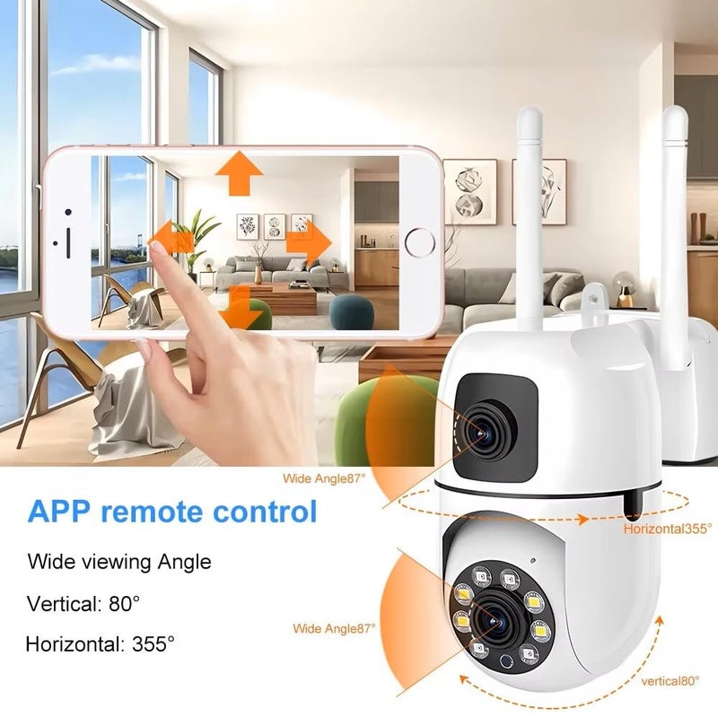 TP PLUS كاميرا أمان منزلية ذكية بدقة 3MP Full HD مع واي فاي CCTV بزاوية 360° مع كاميرا مصباح قابلة للتدوير والدوران ودعم بطاقة SD سعة 128GB (غير مدرجة) مثالية لكاميرا ضوء (عدسة مزدوجة صغيرة)  - Image 5