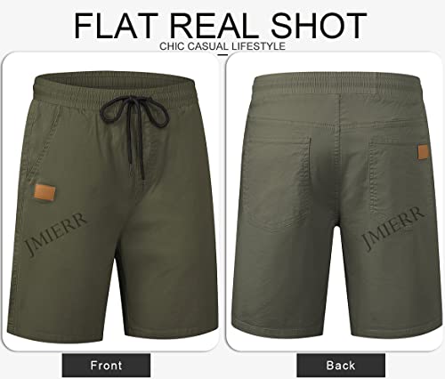 JMIERR Mens Casual Shorts - Cotton Drawstring Summer Beach Stretch Waist Twill Chino Work Dress Golf Travel Essentials Shorts with Pockets for Men, M, S1 Grey Green - Image 5